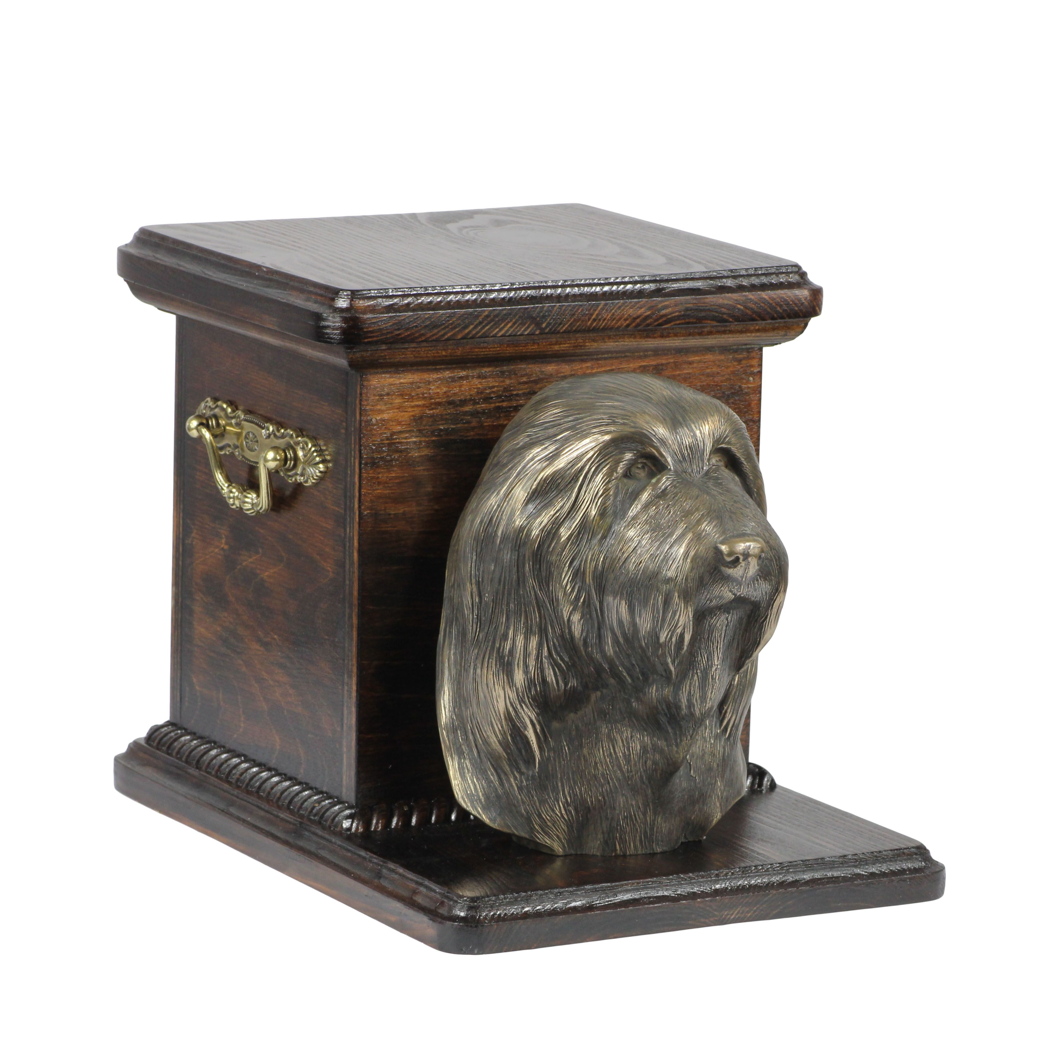 Bearded Collie urna wykonana z drewna z psem Art-Dog