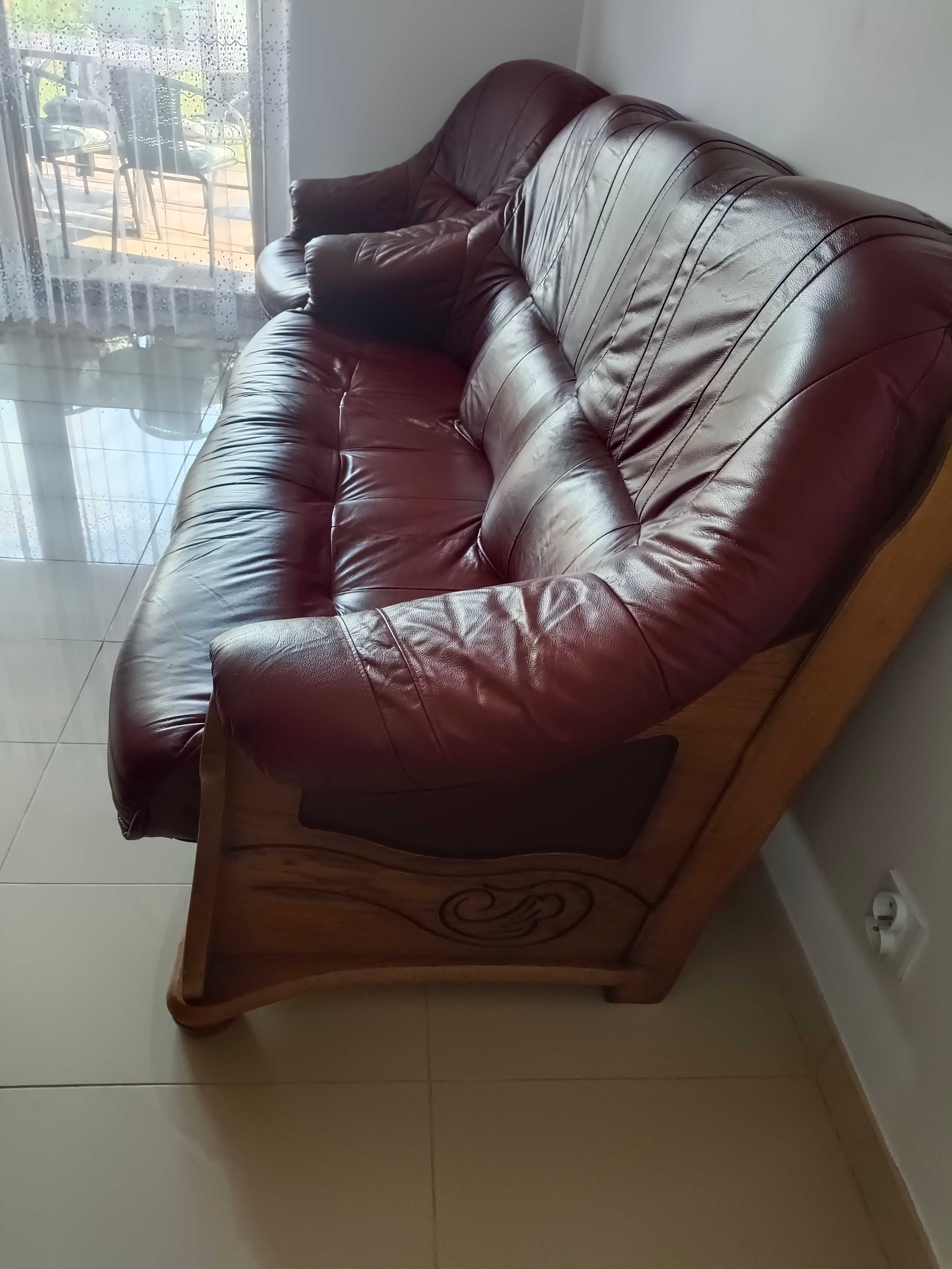 Zestaw wypoczynkowy skórzany 3 + 1 + 1 cena ostaeczna  nowa skóra.