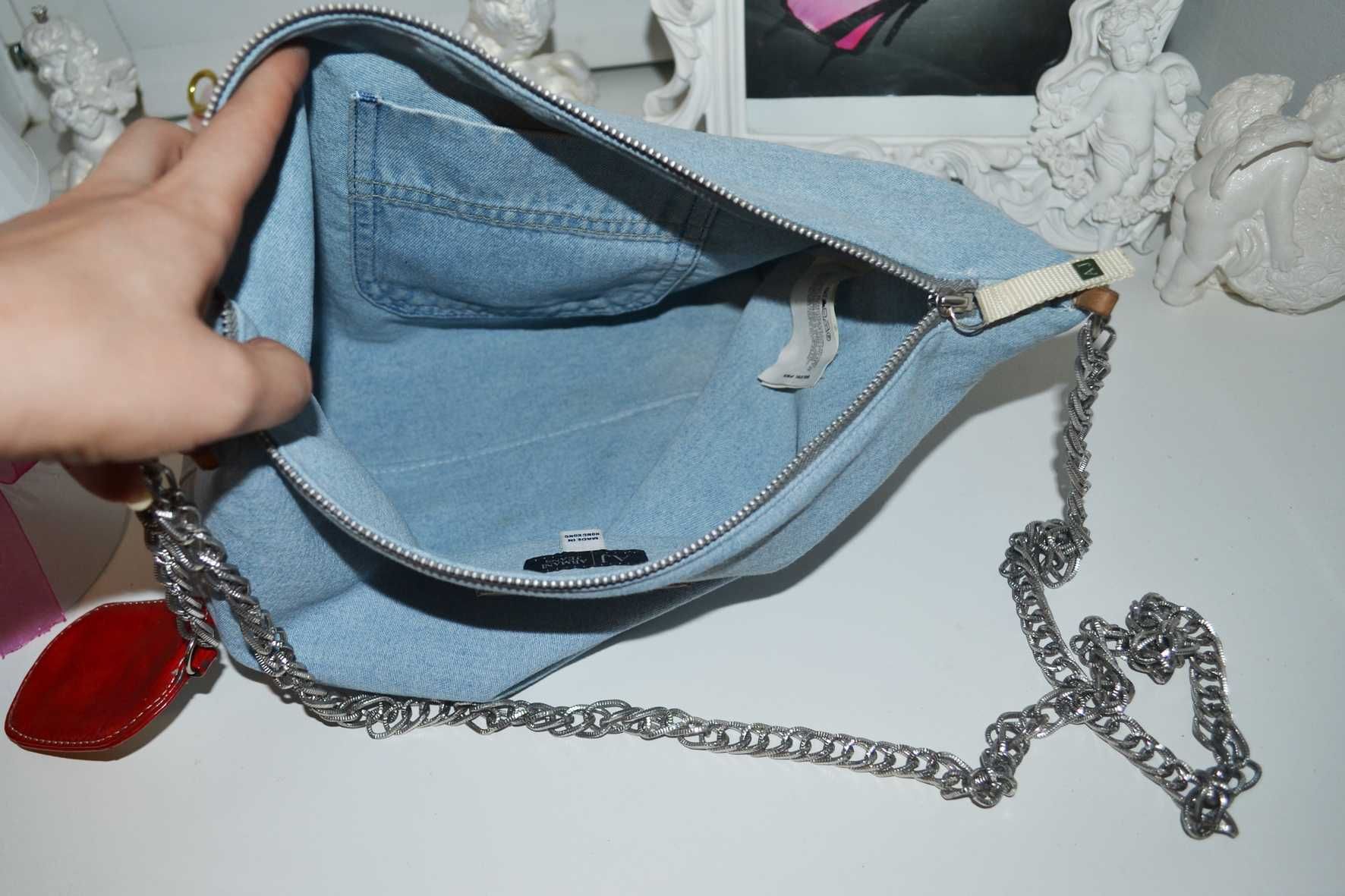 Голубая джинсовая сумка - мешок Giorgio Armani Армани