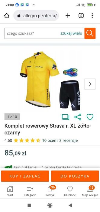 Stroj kolarski firmowy Strava. Nowy rozm XL tanio