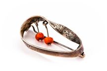 Warszawska Srebrna Broszka - KORAL - 11,48g - PRL - VINTAGE - ORNO