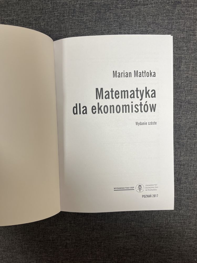 książka podręcznik Matematyka dla ekonomistów Marian Matłoka