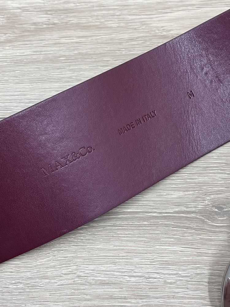 Max Mara шкіряний ремінь 75 80 бордовий широкий шкіра Max&Co італія