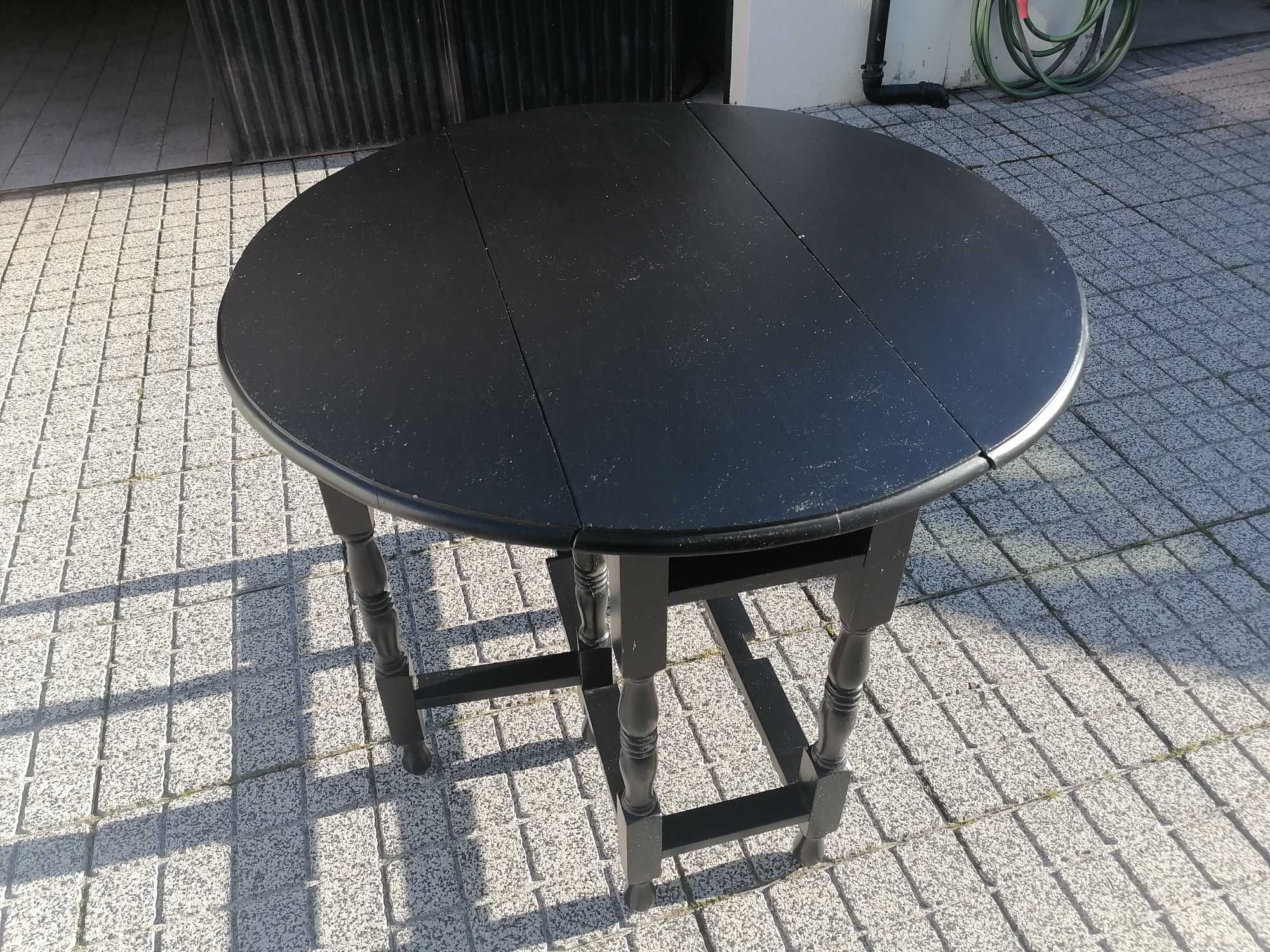 Mesa de Abas Lacada a Preto "Estilo Holandês"