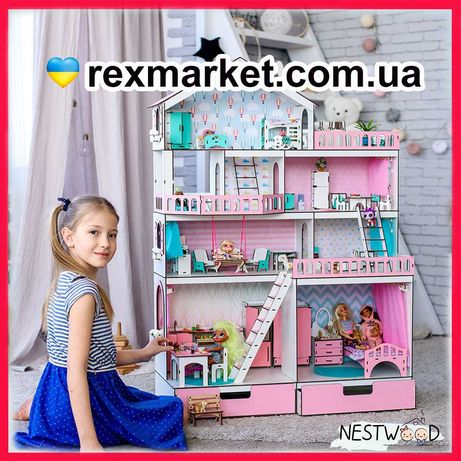 Огромный дом для кукол Лол и Барби мебель ляльковий будиночок іграшки