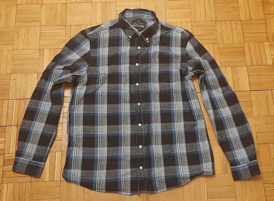 Koszula męska w kratkę/długi rękaw slim fit 43-44/XL