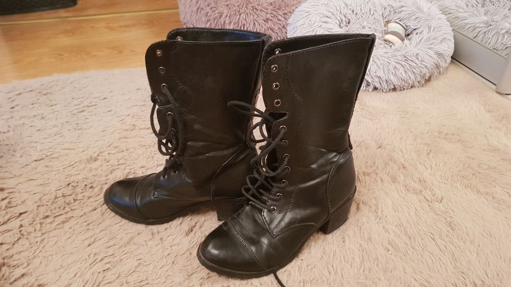 Czarna botki mokasyny sztyblety