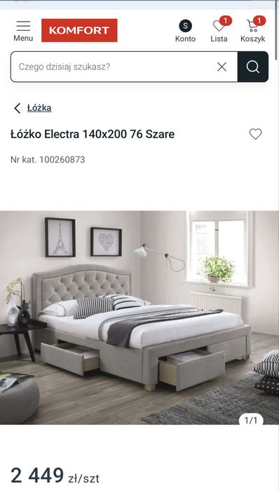 Nowe łóżko tapicerowane 140x200