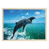 Drewniane puzzle dla dzieci delfiny duże elementy