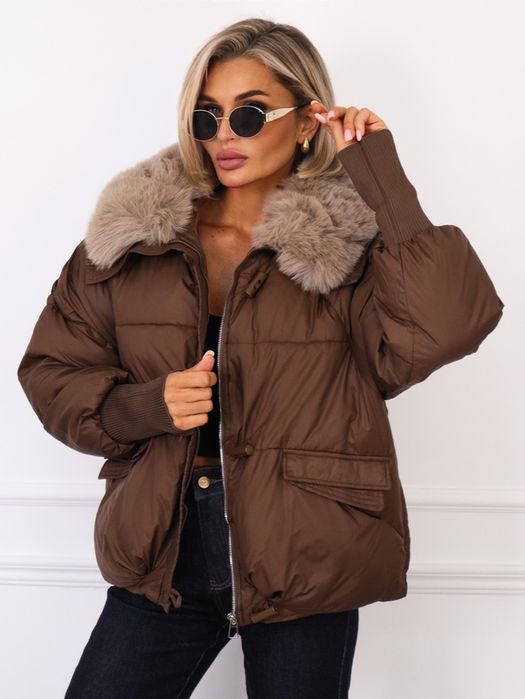 Nosić film zimowa premium futerko czekolada kurtka