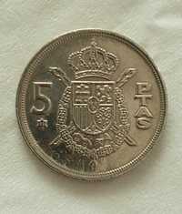 Moeda 5 pesetas com defeito