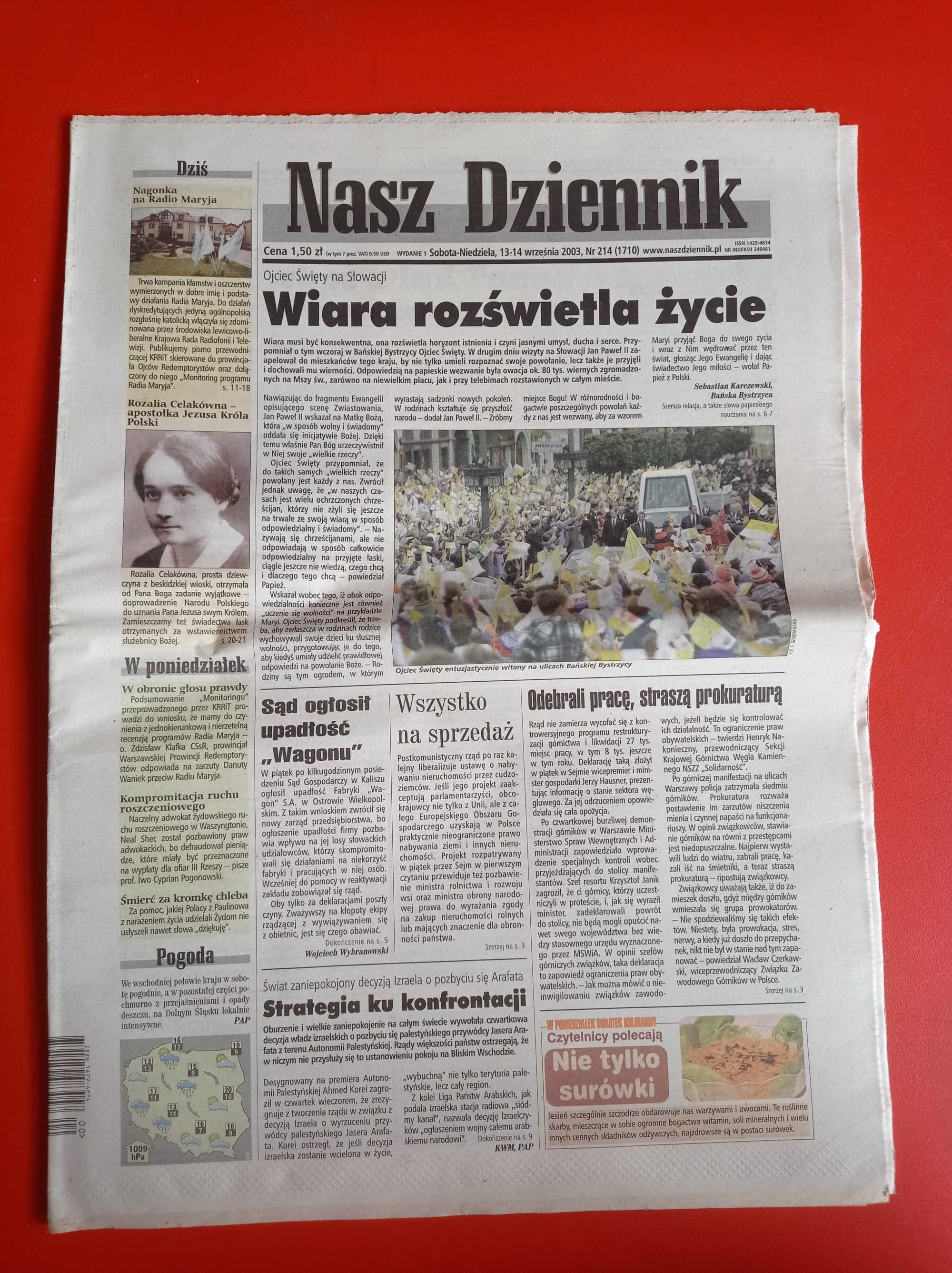 Nasz Dziennik, nr 214/2003, 13-14 września 2003