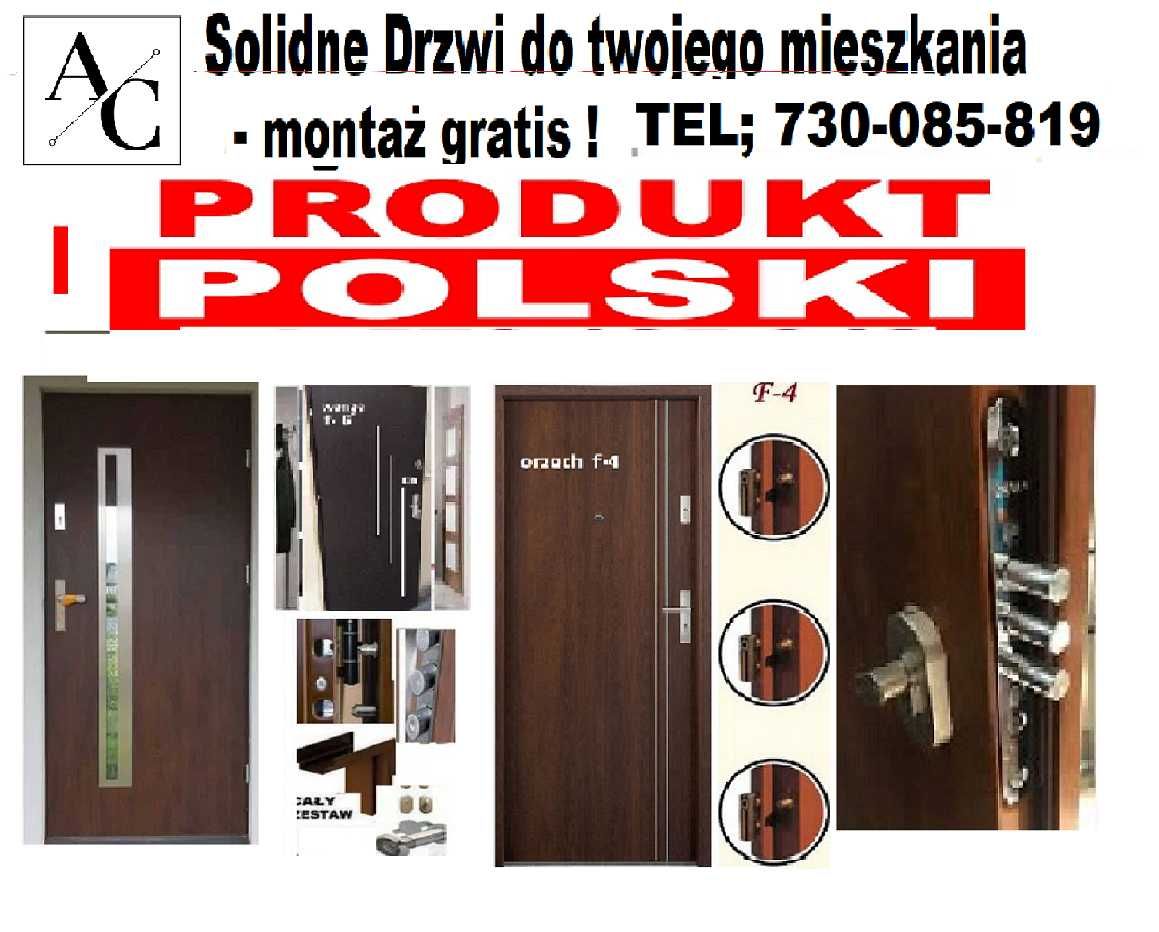Polskie drzwi zewnętrzne wejściowe wyciszone z montażem