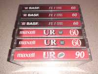 kasety magnetofonowe MAXELL oraz BASF - zestaw 6 sztuk.