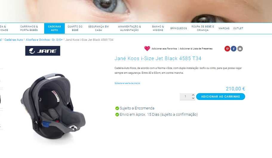 Cadeira Auto  babycoque Jané Koos ISIZE isofix