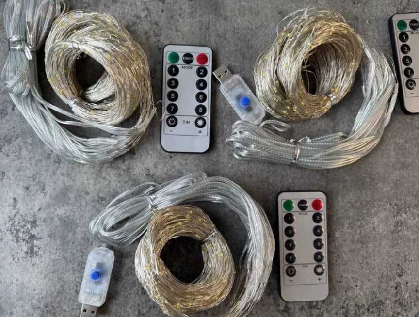 Гірлянда штора на вікно. Теплого кольору 3на3 метри. 300 ламп. Є пульт