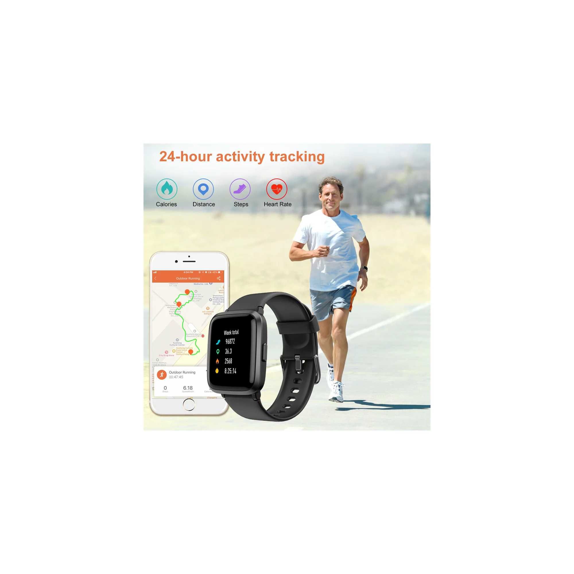 Yamay SW023 Smartwatch sportowy Tętno ciśnienie kroki budzik IP68