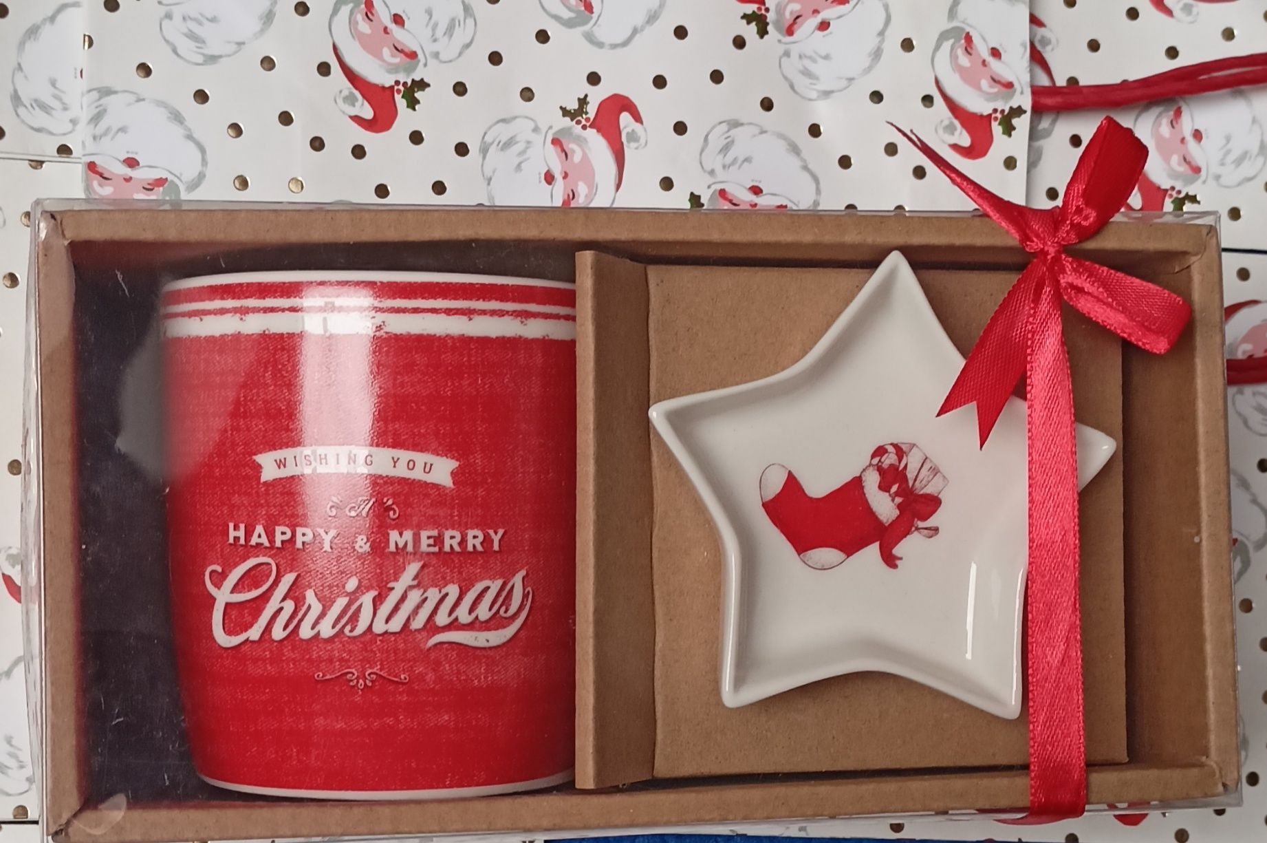 Kubek świąteczny 320 ml z miseczką Zapakowane na prezent