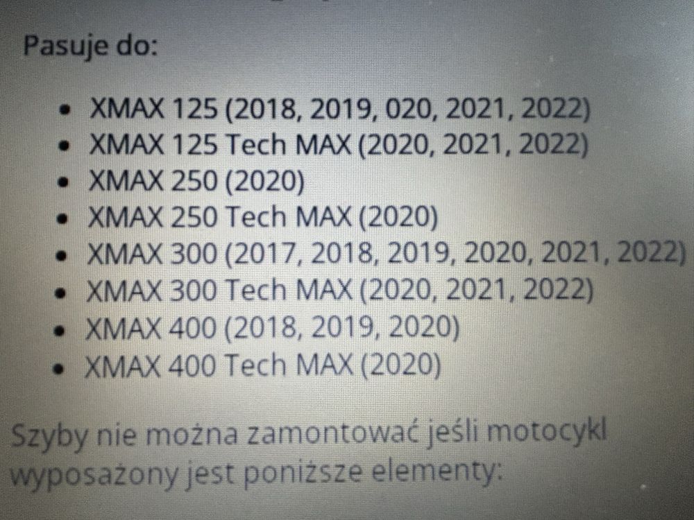 Szyba wsoka Yamaha XMax X MAX 125, 250, 300, 400