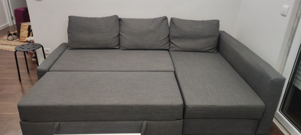 Sofa IKEA FRIHETEN- Sofá-cama de canto c/arrumação,  cinza escuro