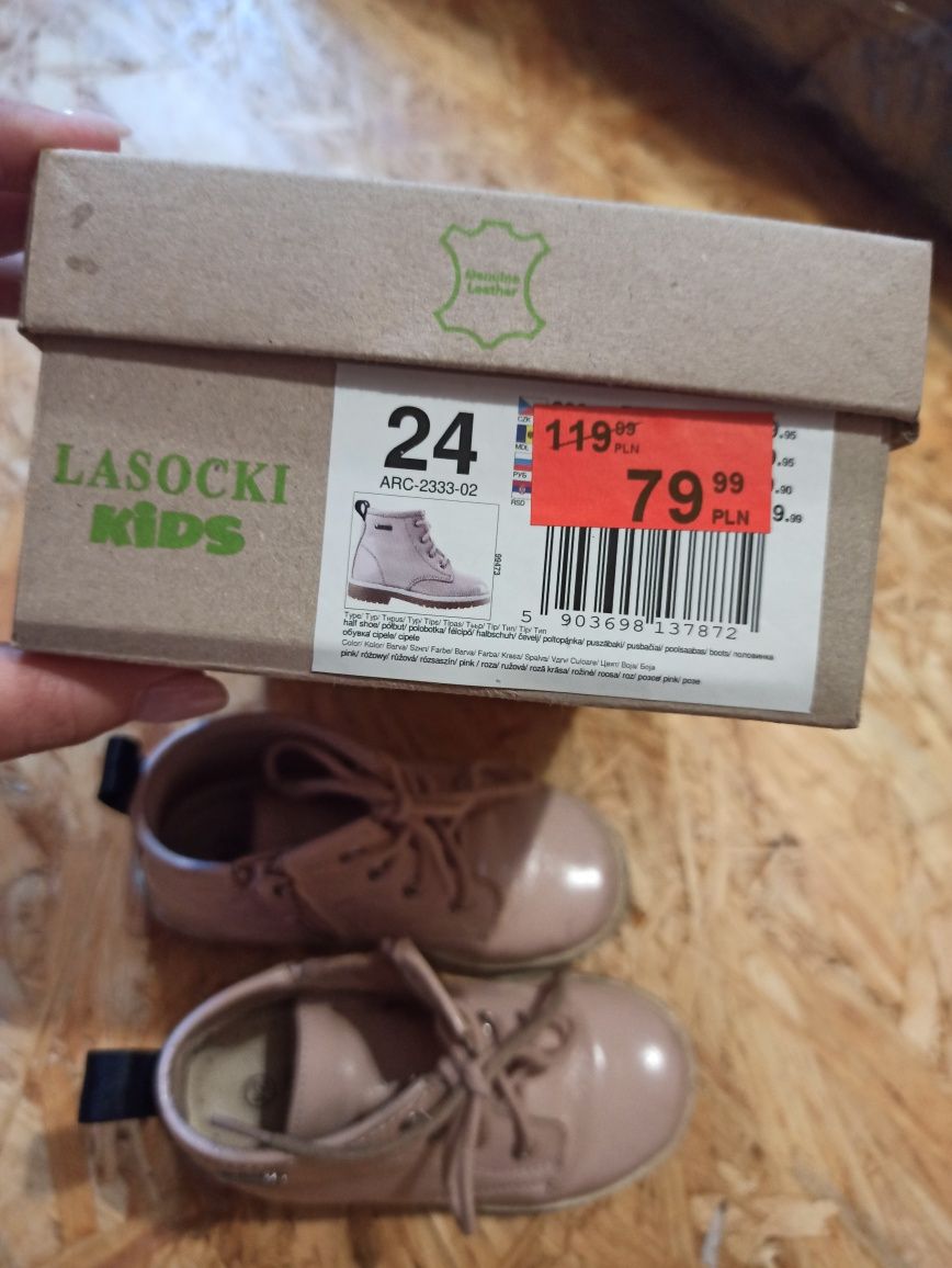 Buty na wiosnę dla dziewczynki Lasocki skórzane rozmiar 24