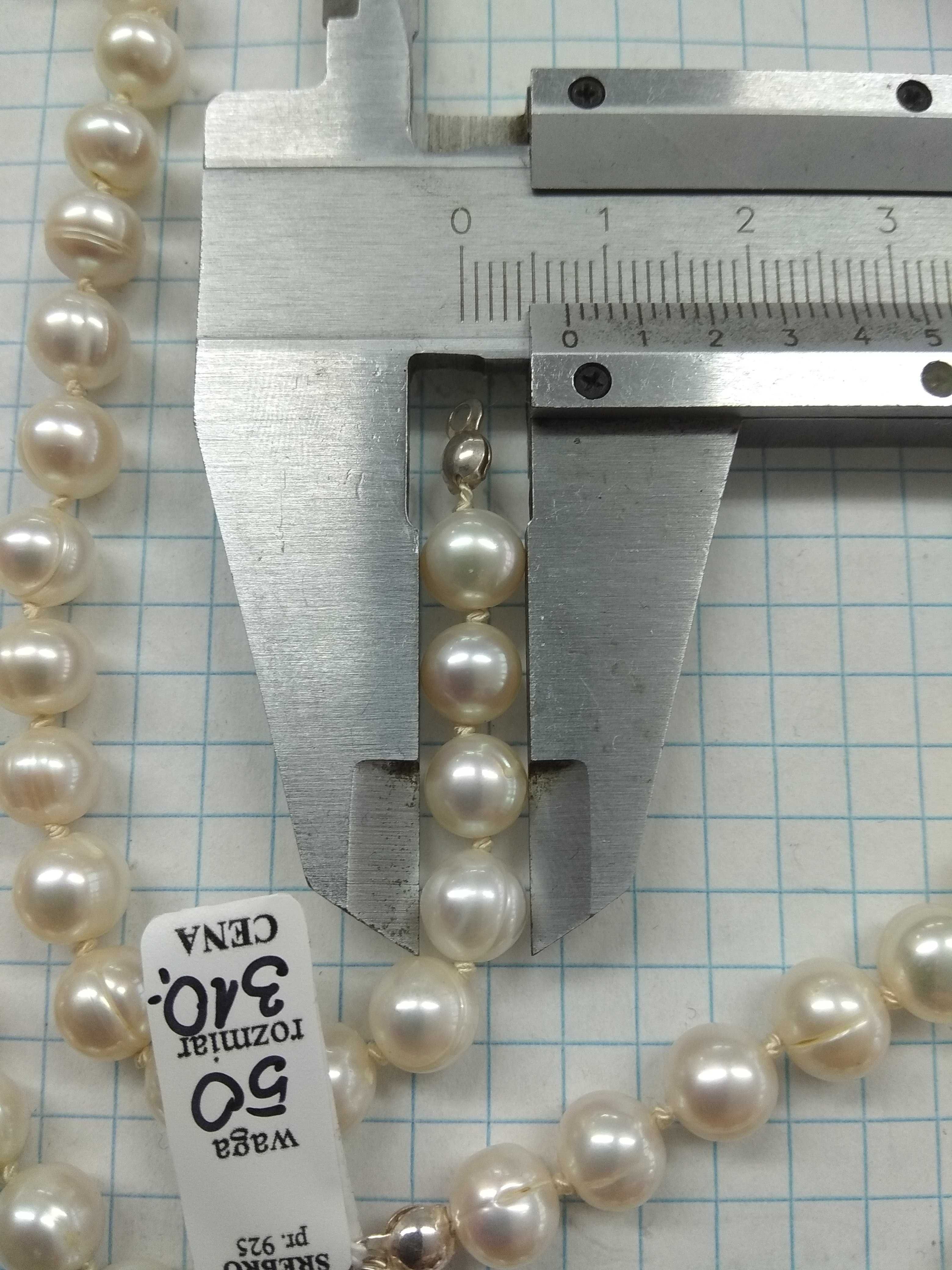 Korale Perły Białe 7mm długość 50cm Srebro 925 Nowe