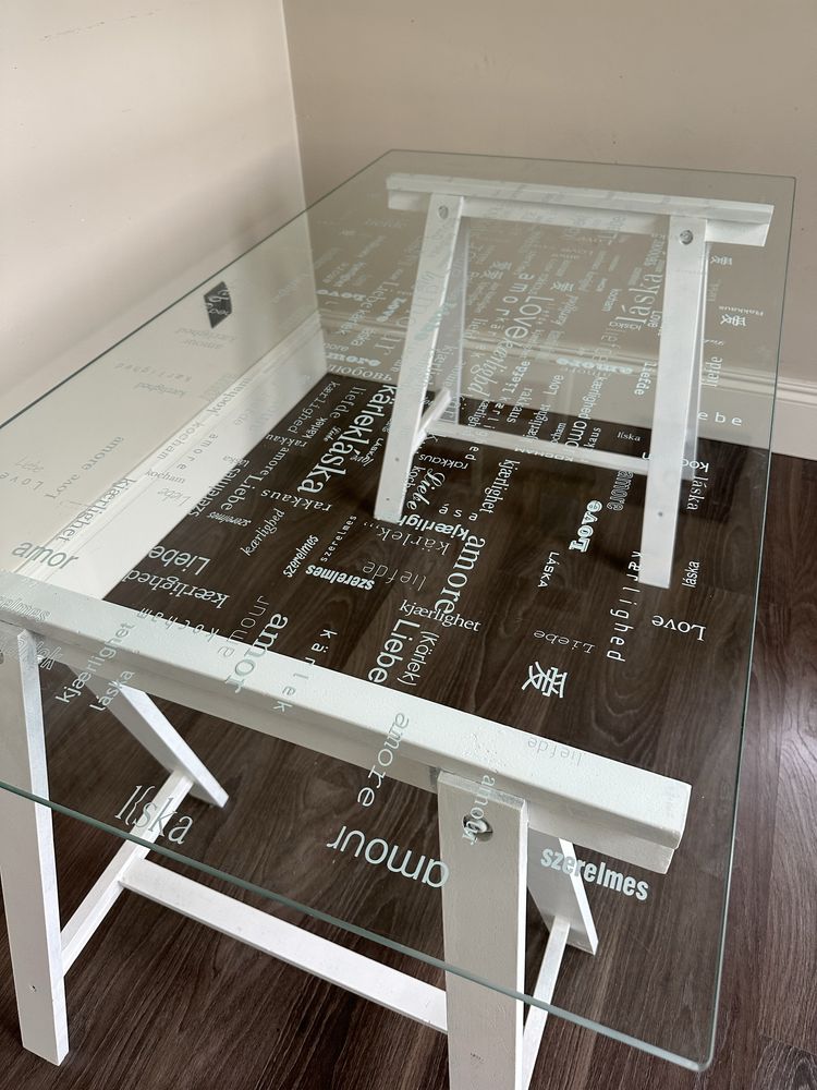 Stół vintage IKEA szklany blat biurko