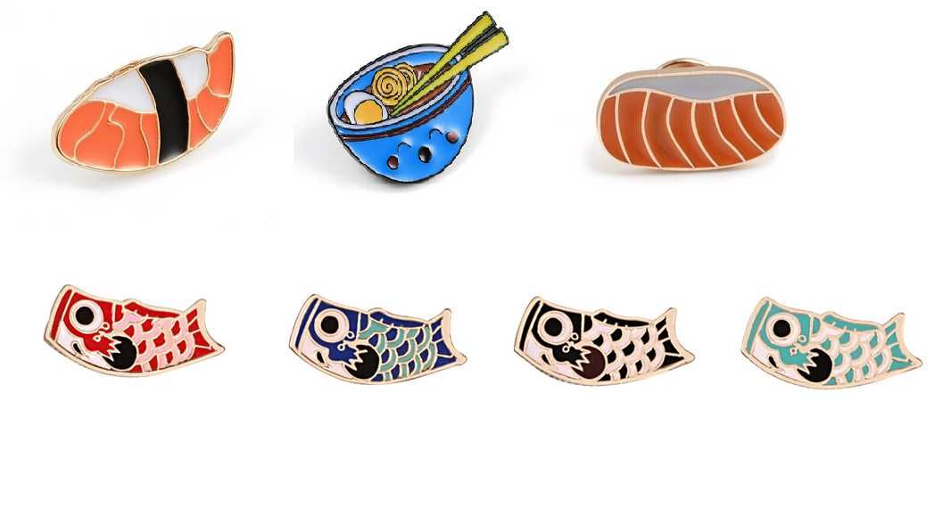 Pin przypinka znaczek badge Sushi, zupa, ryby