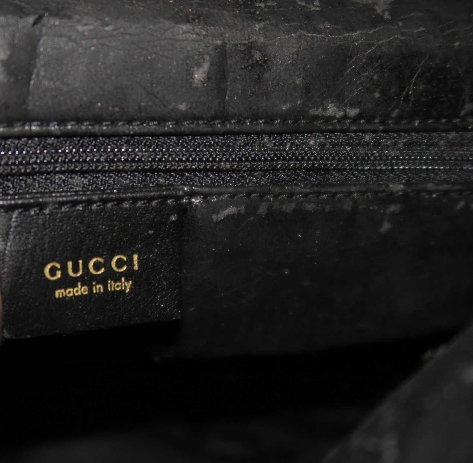 Gucci duża skórzana torebka z bambusową rączką vintage