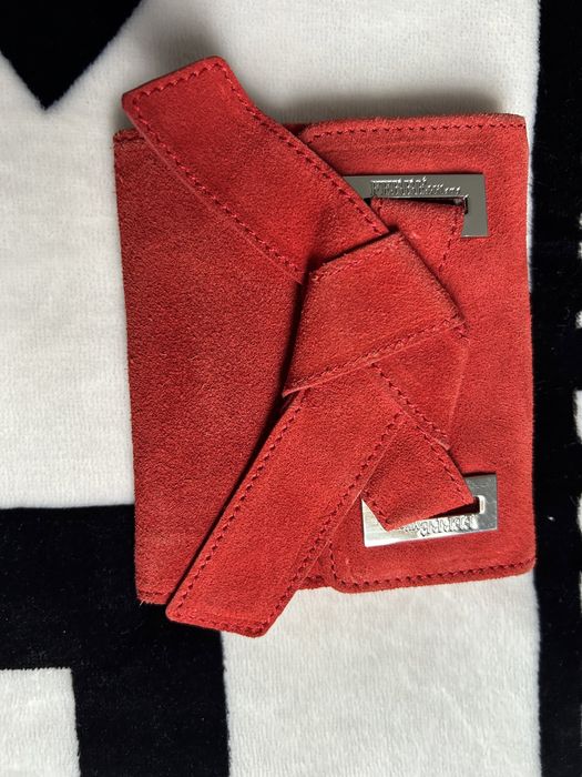 Gf Ferre portfel czerwien kokarda skora naturalna