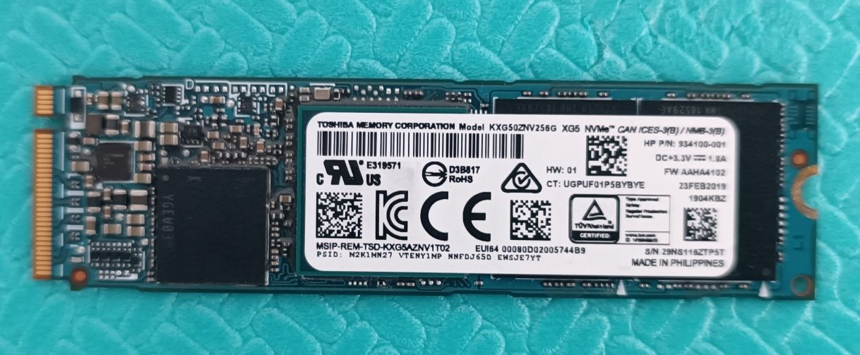 NVMe SSD 256GB Toshiba KXG50ZNV256G