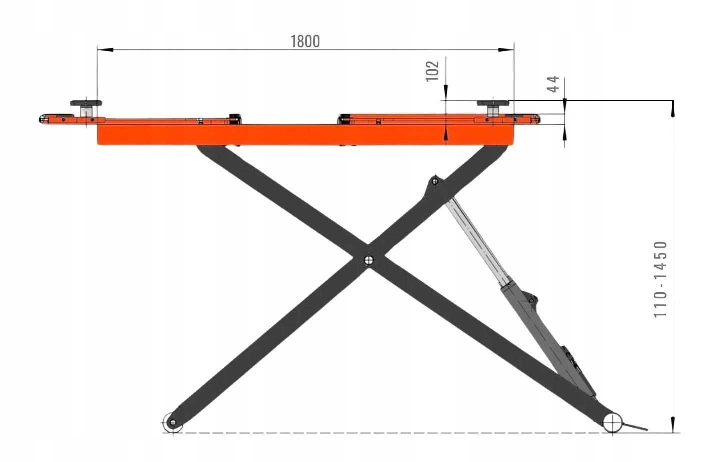 Podnośnik nożycowy mobilny 2,8T 1,45M regulowany łapy solidny