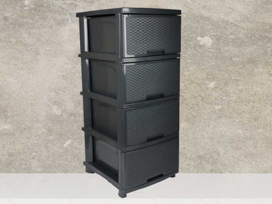 Komoda Plastikowa Organizer z Pięcioma Szufladami Wolnostojąca Szara