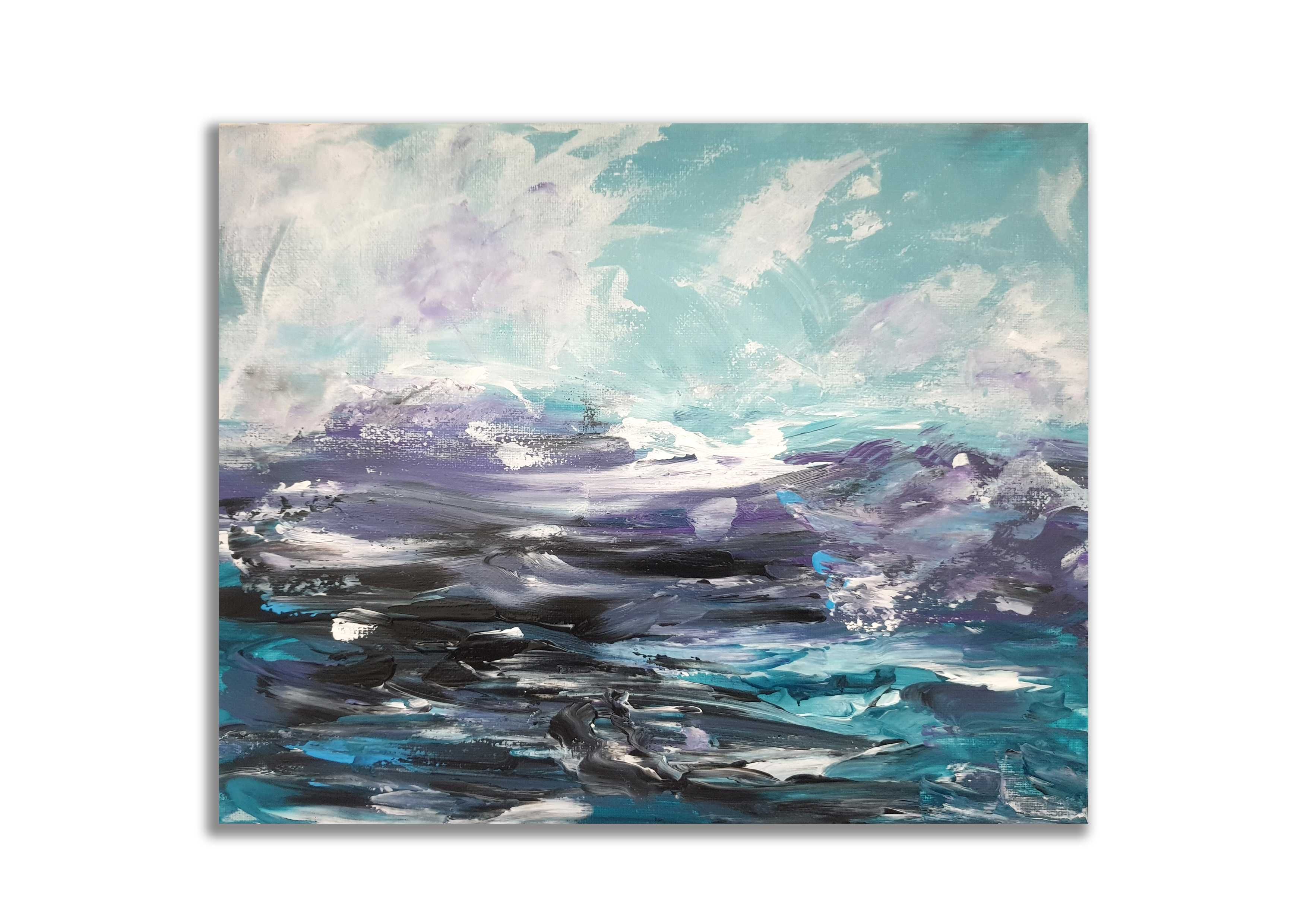 Obraz ręcznie malowany 24x30 cm morze pejzaż abstrakcja