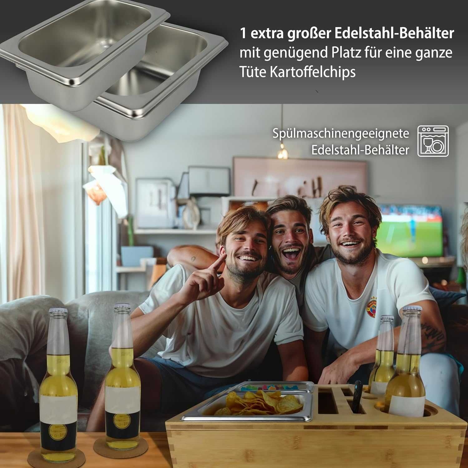 Drewniany stolik kawowy taca na sofę organizer na napoje przekąski