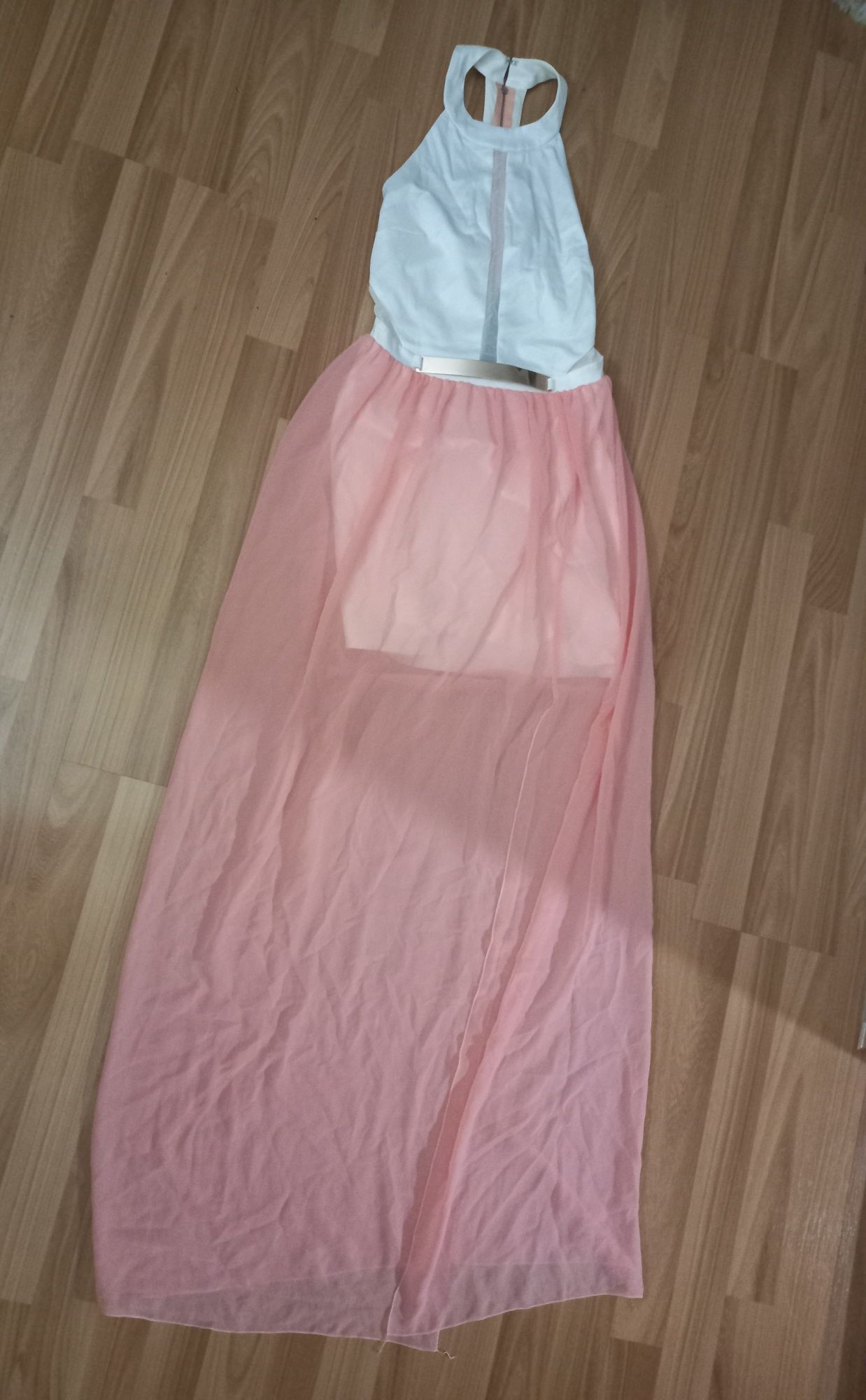 Sukienka długa wizytowa z tiulem rozmiar S