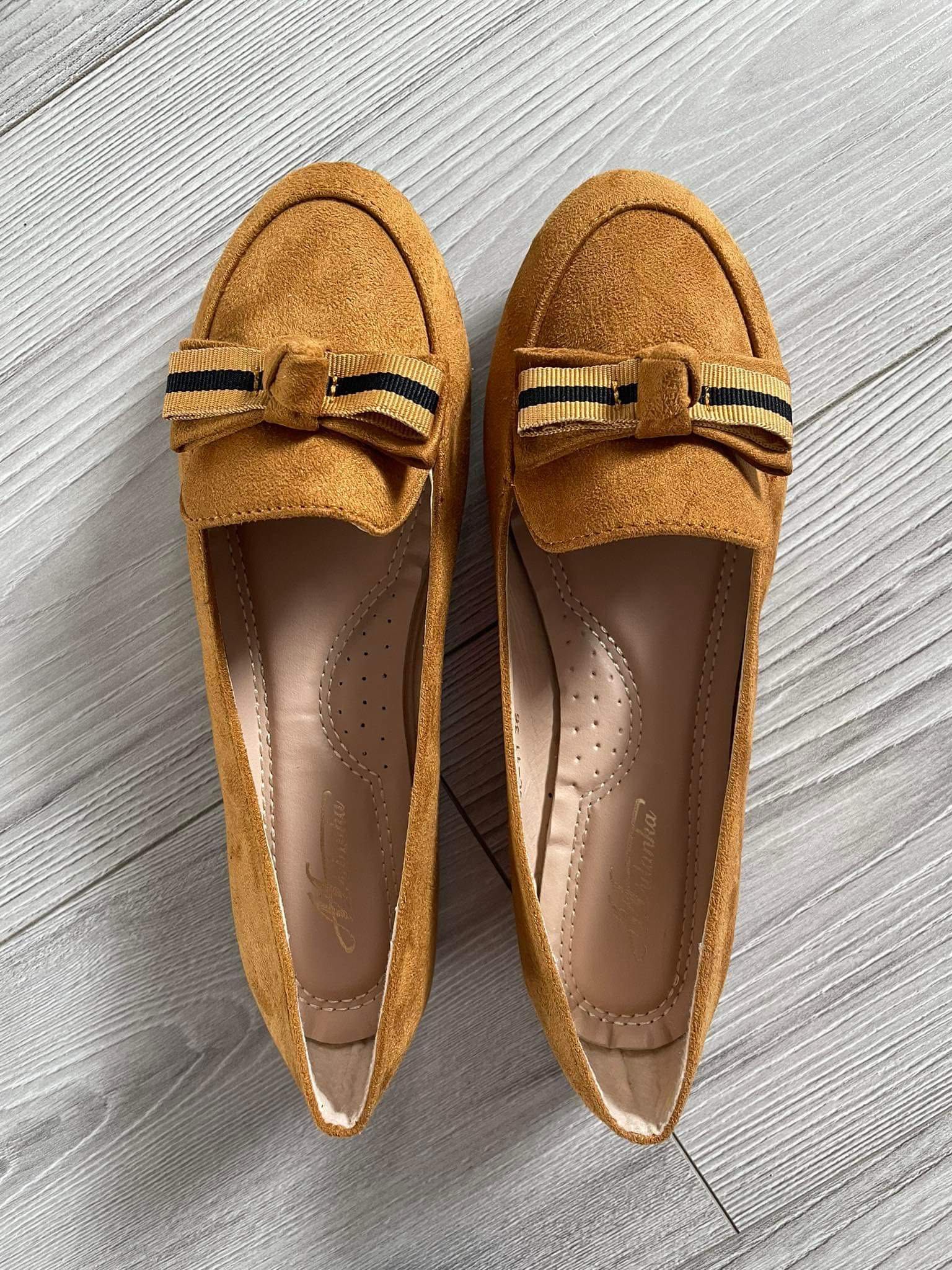 Nowe Złote i Czarne buty damskie balerinki z kokardką rozmiar 36 37
