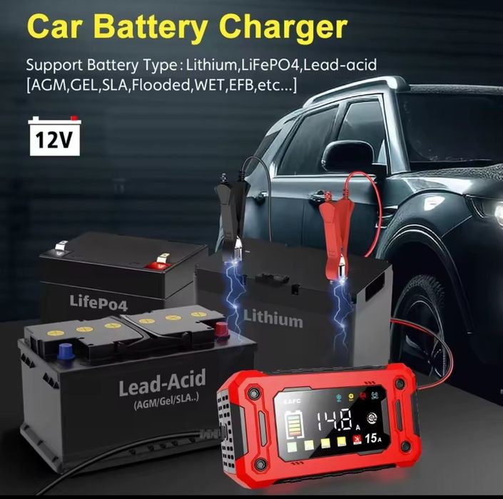 12V 15A смарт зарядное устройство для AGM Гель LifePo аккумулятора