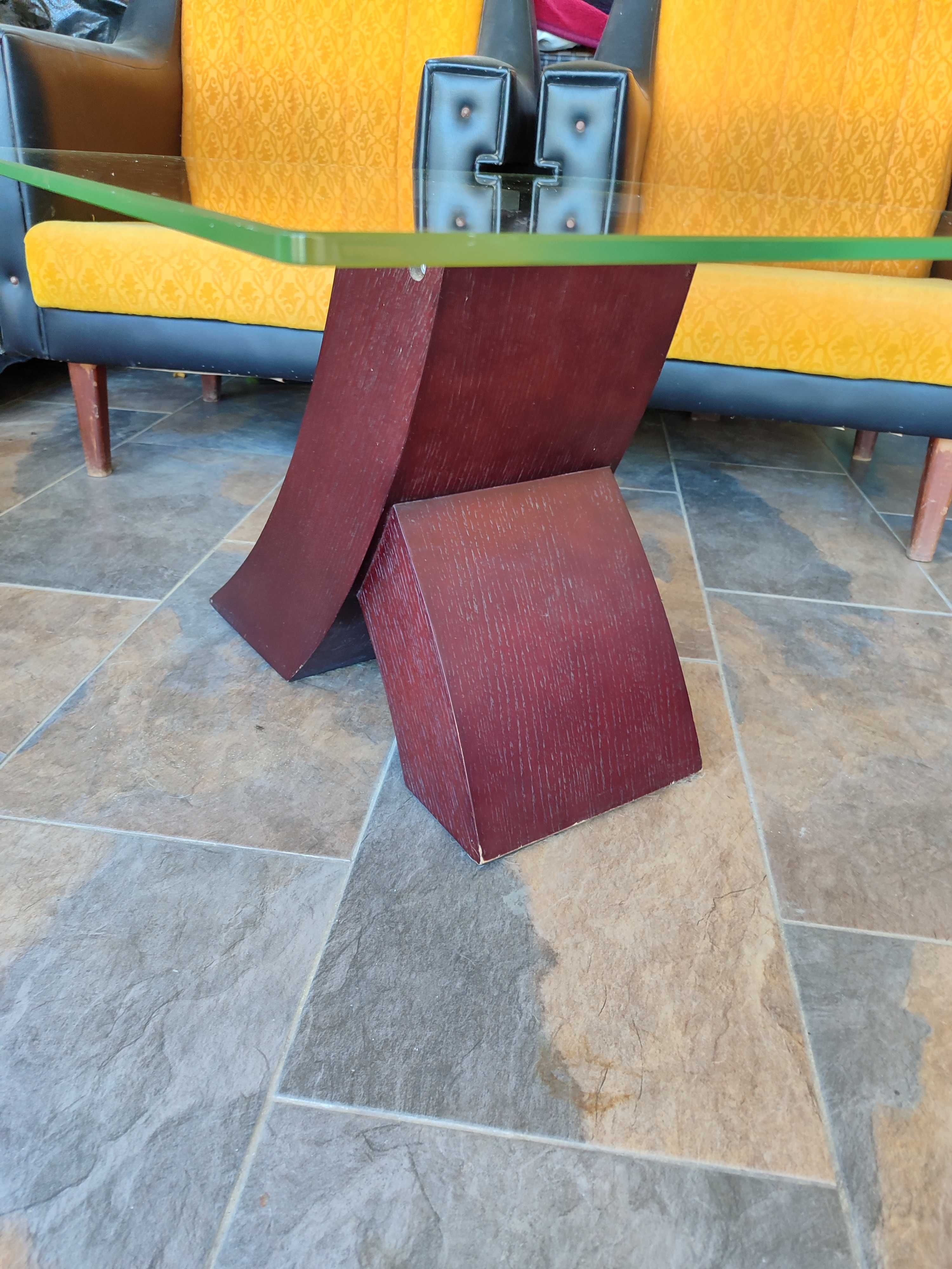 Mesa Centro Wenge e tampo em vidro 70x70x45
