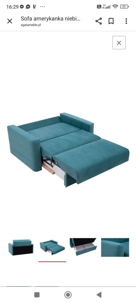 Sofa dwuosobowa Amerykanka Domo 2 Funkcja spania pojemnik na pościel.