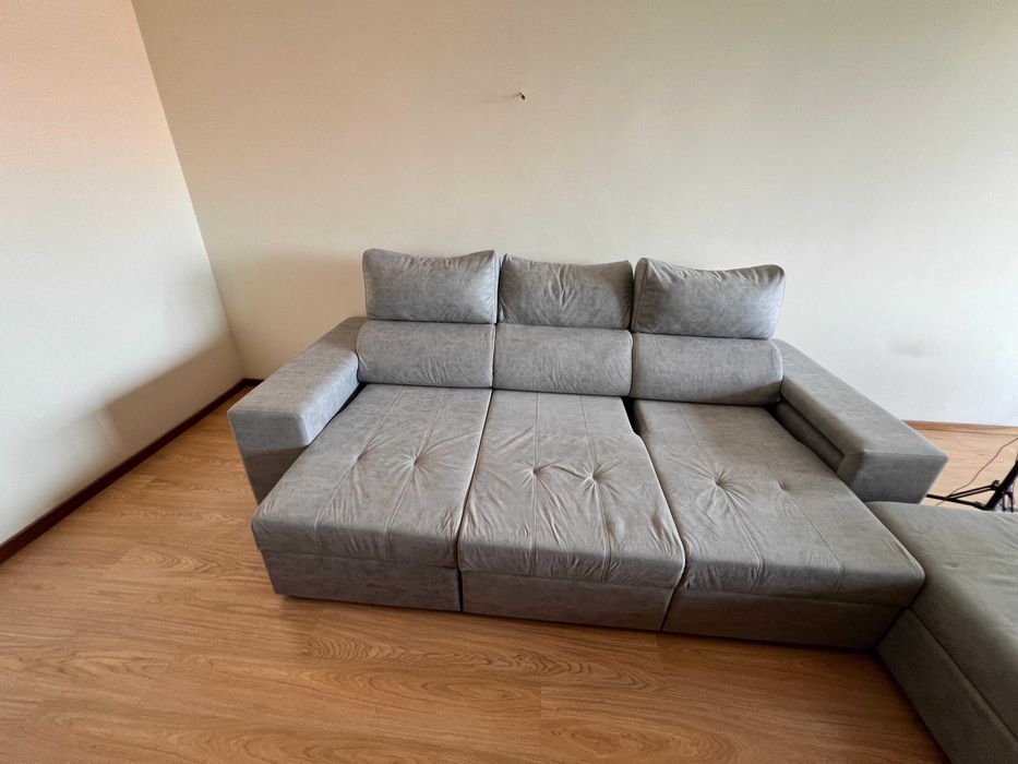 Sofá Chaise Long Reversível c/Cama Magia + 4 puffs NEGOCIÁVEL
