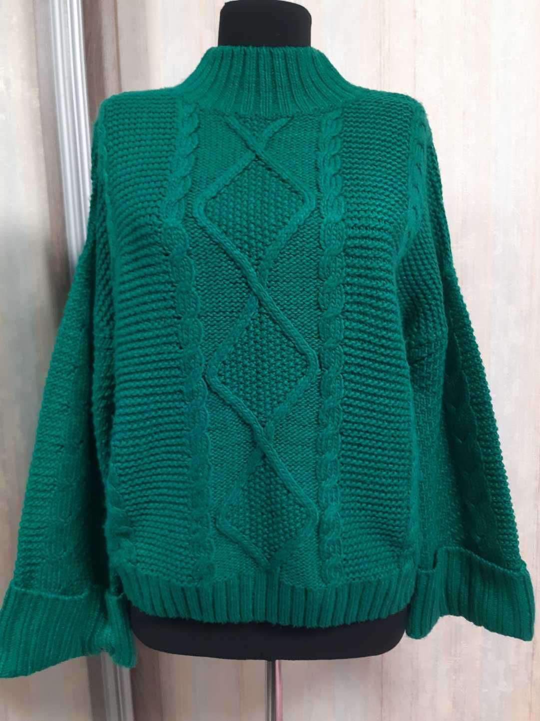 Кардиган,платье,туника,капюшоном Турция 54,56,58размер,свитер зелёный
