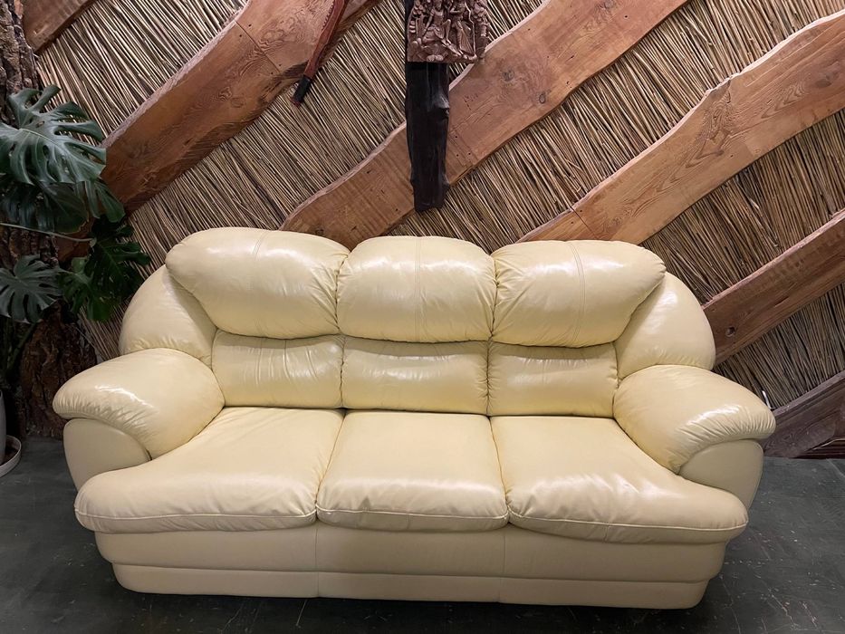 Великий шкіряний (кожаный) диван-ліжко.Стан ідеальний