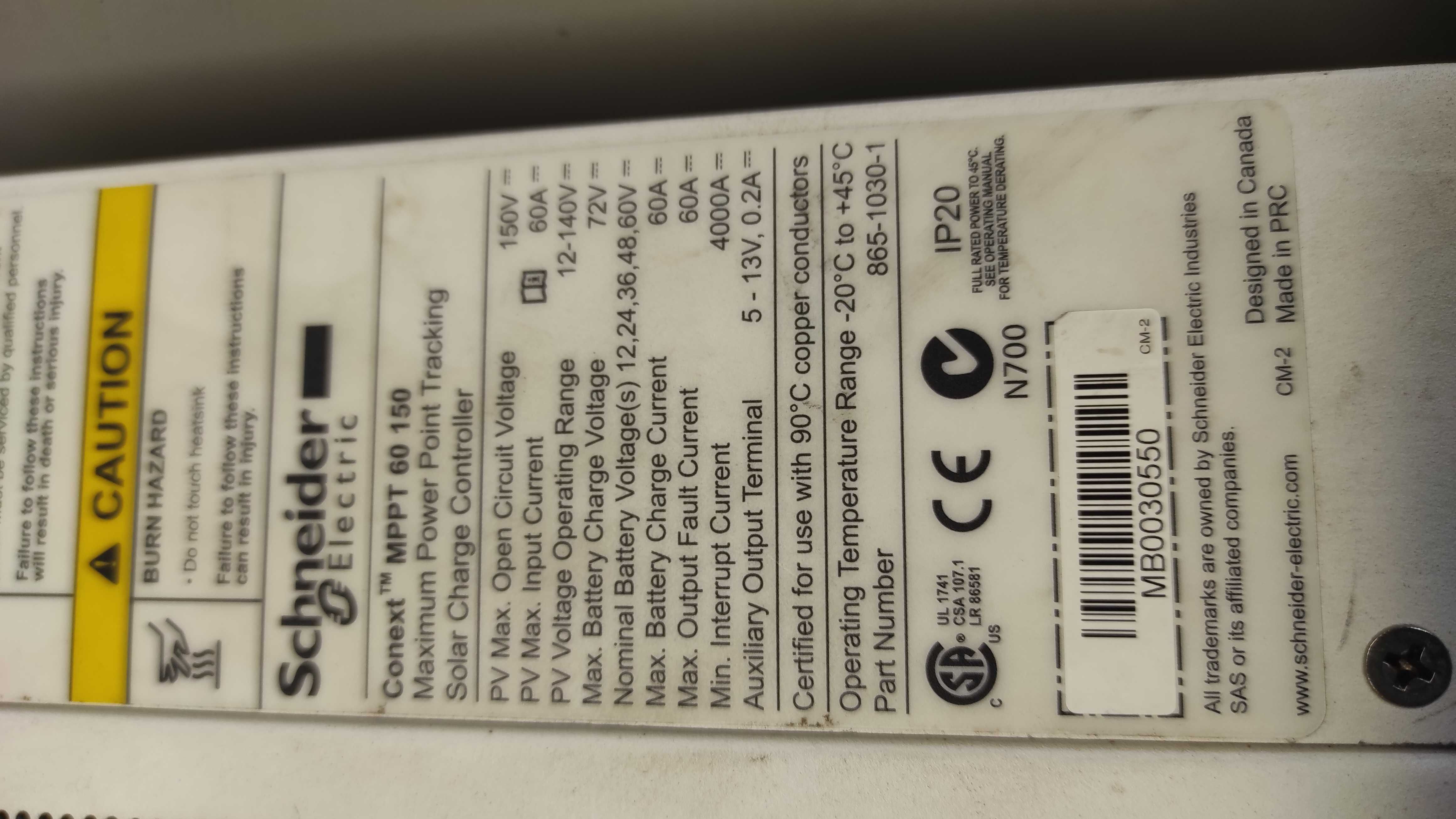 Контролер заряду Schneider Xantrex XW 865-1030-1 MPPT 60-150 Conext