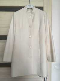 Wełniany kremowy płaszcz , rozmiar xs