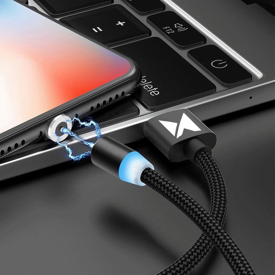 Kabel Magnetyczny 3W1 Micro Usb / Lightning / Usb Typ C Czarny