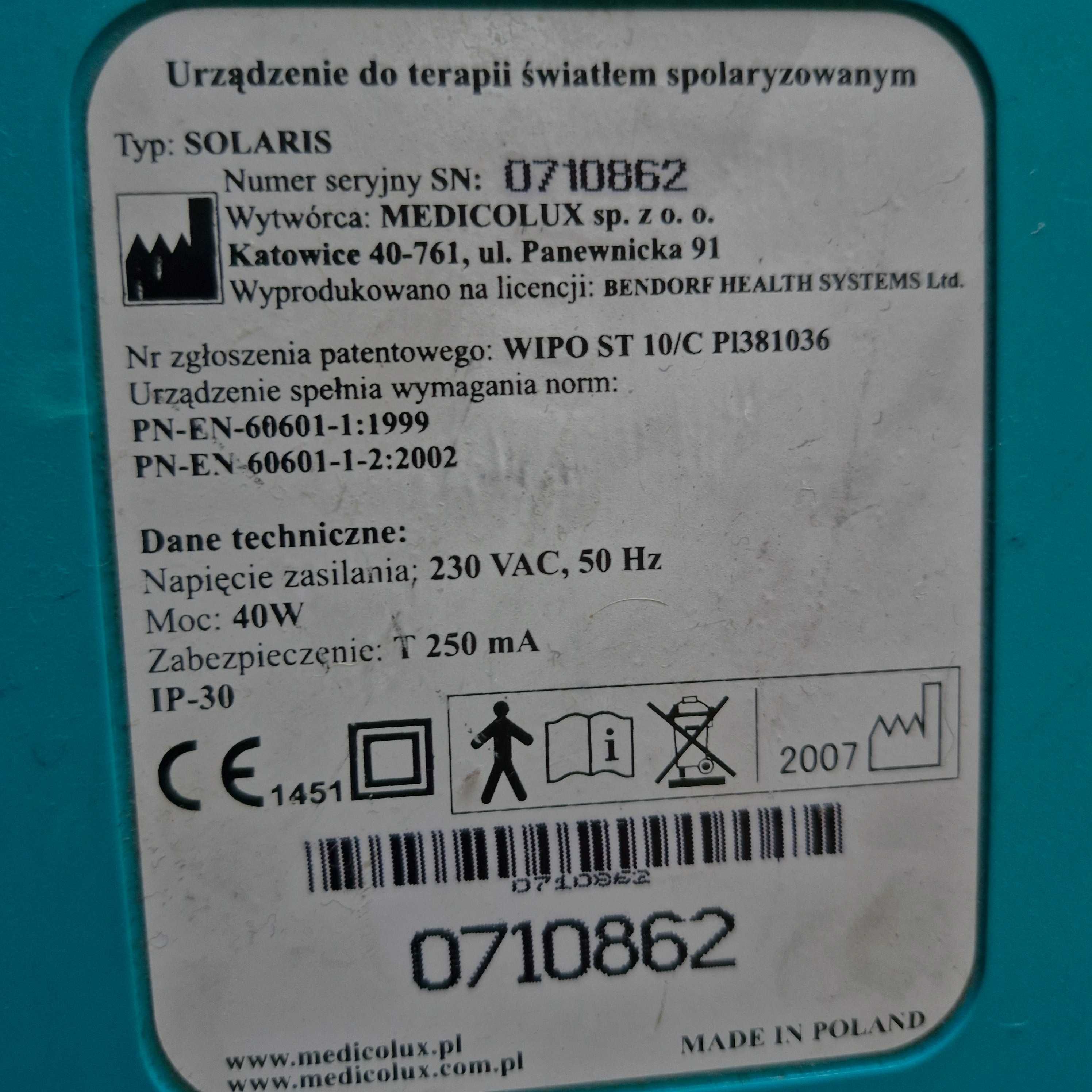 Lampa fizjoterapeutyczna Medicolux Solaris