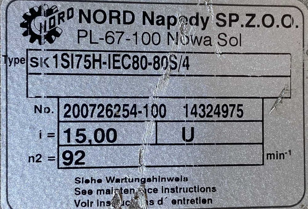 motoreduktor / przekładnia 0,55kW 92obr. 3fazowy NORD