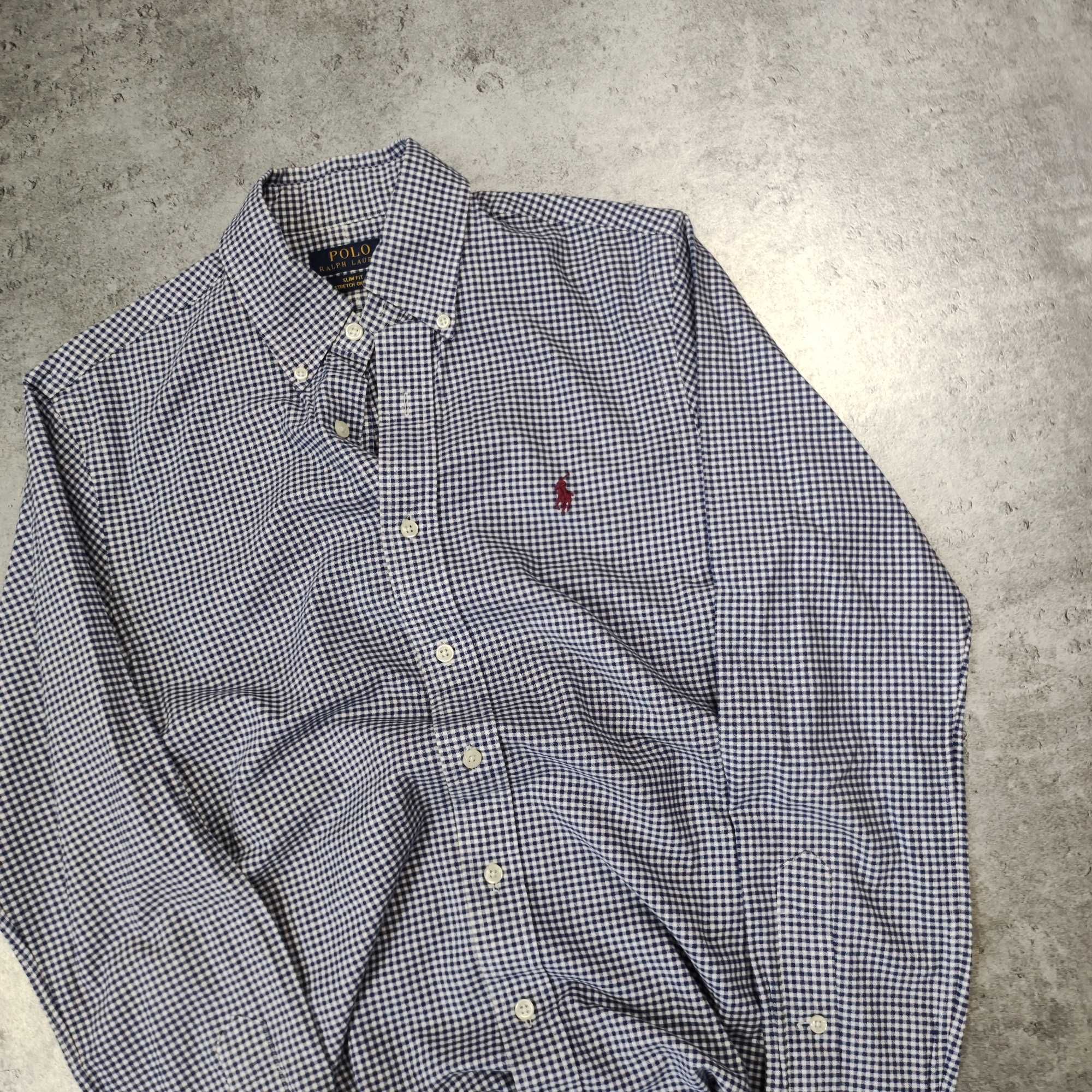 MĘSKA Elegancka Kratka Koszula Długi Rękaw PREMIUM Polo Ralph Lauren