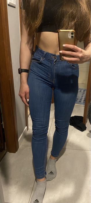 jeansy 34 bershka wysoki stan